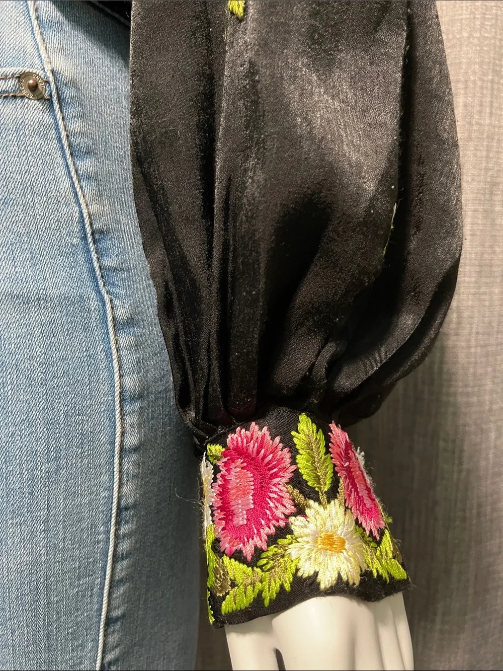Free People High Neck Embroidered Jessica Blouse XS